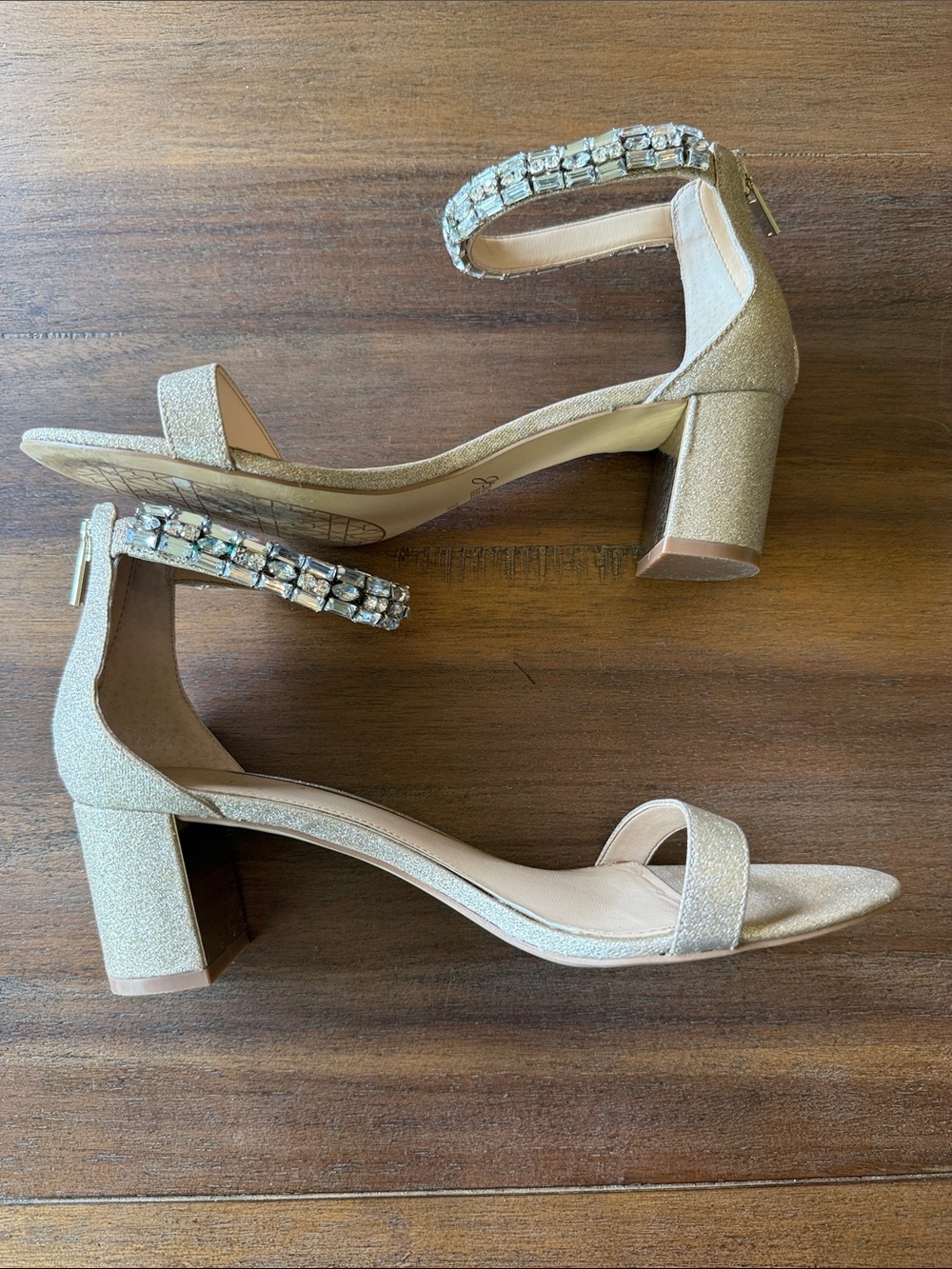 Jewel Badgley Mischka Blush Crystal-Ankle Strap Heel Size 10 - Picture 7 of 14